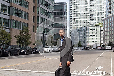 Young attractive African American man in business suits, looking Stock Photo