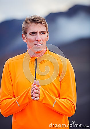 Young attractive athletic man, wearing sporty cloths Stock Photo