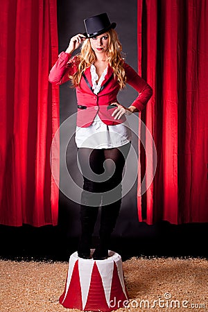 Young and attractive female circus artist Stock Photo