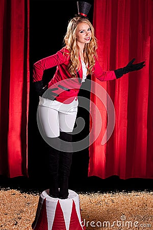 Young and attractive female circus artist Stock Photo
