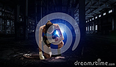 She is fighter. Mixed media Stock Photo