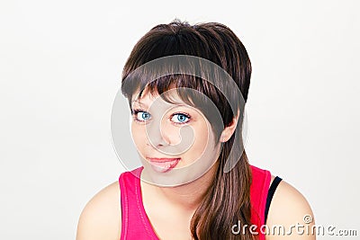 Young attractive girl teases Stock Photo