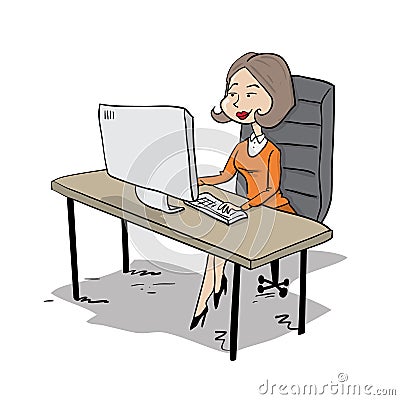 Young attractive girl working in an office Stock Photo