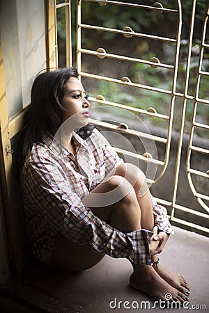 Lifestyle of an Indian girl in home quarantine. Stock Photo