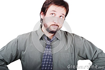 Young attractive male with brown hair isolated Stock Photo