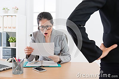 Young attractive office worker woman getting fired Stock Photo