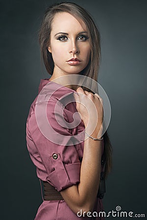 Young attractive slim fashion model. Stock Photo