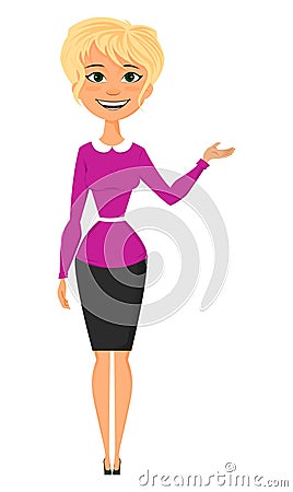 Young attractive smiling woman in stylish office clothes. Vector Illustration