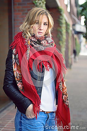 Young attractive woman in the city Stock Photo