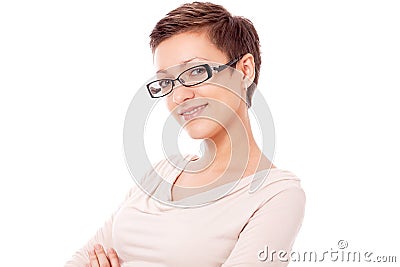 Young attractive woman with glasses portrait isola Stock Photo