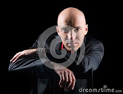 A young bald man Stock Photo