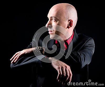 A young bald man Stock Photo