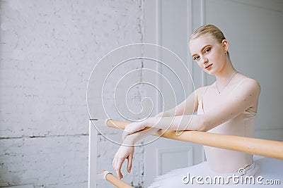 Young ballerina in ballet class Stock Photo