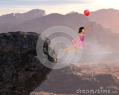 Girl Flying, Peace, Hope, Love, nature, Spiritual Rebirth Stock Photo