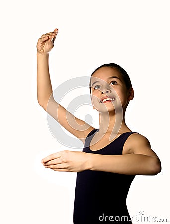 Young ballerina in a ballet stance Stock Photo