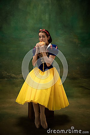 Young ballet dancer as a Snow White, modern fairytales Stock Photo