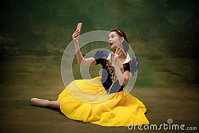 Young ballet dancer as a Snow White, modern fairytales Stock Photo