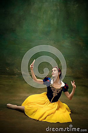 Young ballet dancer as a Snow White, modern fairytales Stock Photo