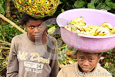 Young banana sellers Editorial Stock Photo