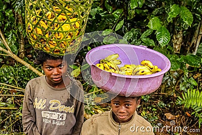 Young banana sellers Editorial Stock Photo