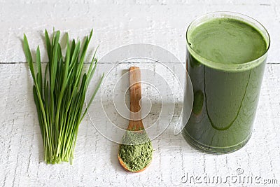 Young barley with fresh grass detox diet concept Stock Photo