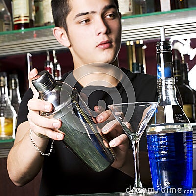 Young barman Stock Photo