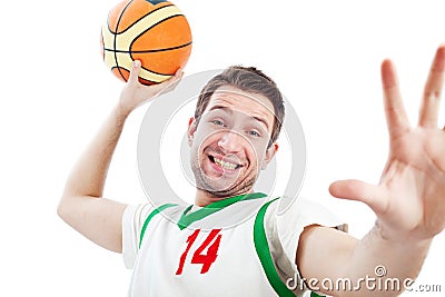 Young basketball player is dunking. Stock Photo