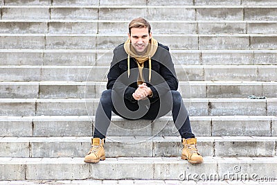 Young beard man in an autumn Stock Photo