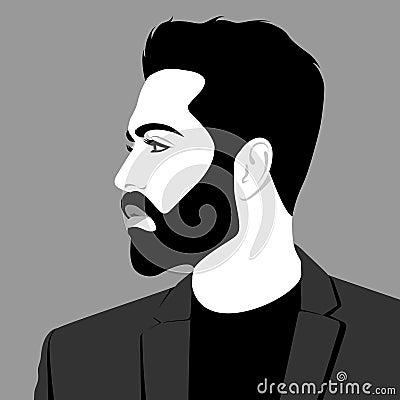 Young bearded handsome man wearing jacket Vector Illustration