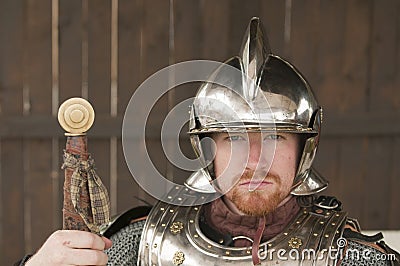 Young bearded Knight Stock Photo