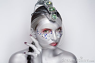 Woman silver make up Stock Photo