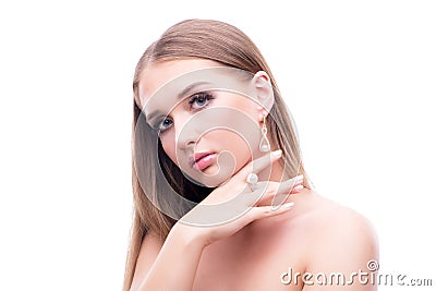 The young beautiful female fashion model with make up Stock Photo