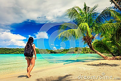 young beautiful girl enjoy vacation on tropical Editorial Stock Photo