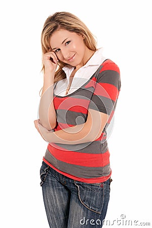 Young beautiful girl standing cheerful isolated Stock Photo