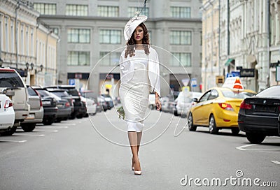 Young beautiful model in a stylish designer clothes Stock Photo