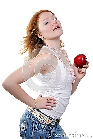 Young beautiful red woman Stock Photo