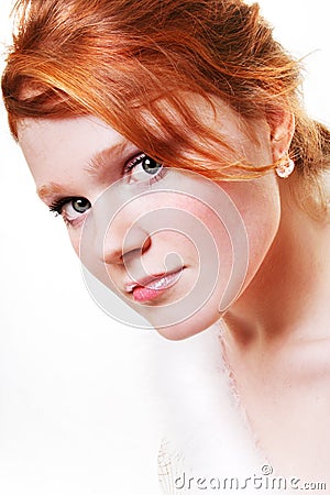 Young beautiful red woman Stock Photo