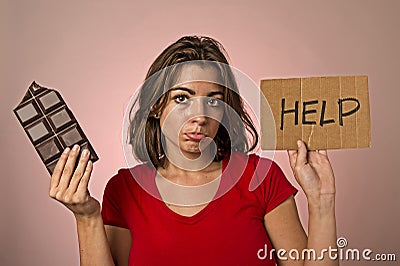 young beautiful sweet addict woman holding asking for help resis Stock Photo