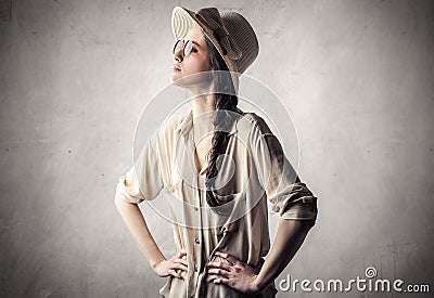 Young beautiful vintage woman Stock Photo