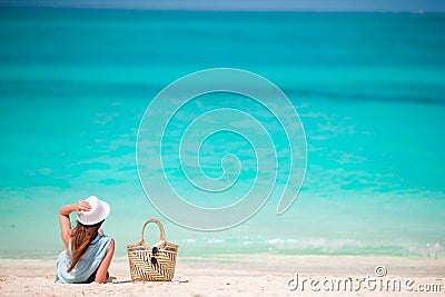Young beautiful woman on beach vacation Stock Photo