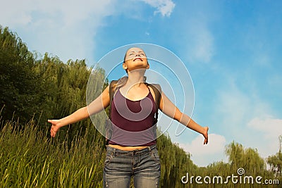 Young woman enjoying life. Freedom concept Stock Photo