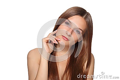 Beautiful woman face portrait with healthy skin Stock Photo