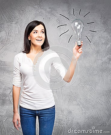 Young beautiful woman having an excellent idea Stock Photo