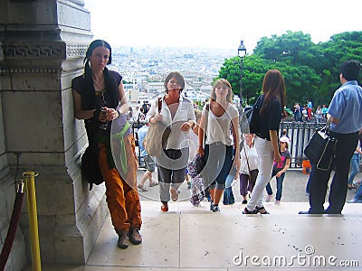 Young beautiful woman on Parisian street Editorial Stock Photo