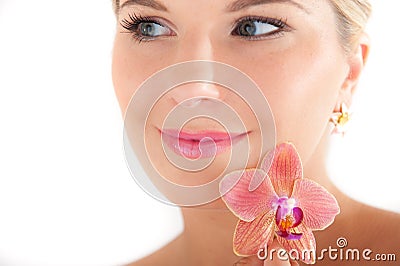 Young beautiful woman with pure healthy skin Stock Photo