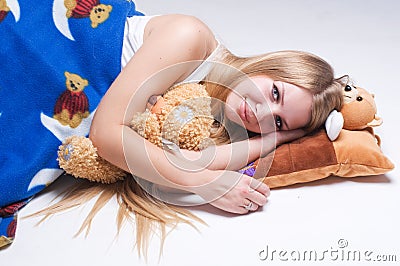 Young beautiful woman sleeps Stock Photo