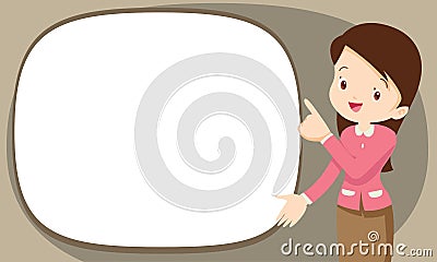 Woman present with empty space Vector Illustration