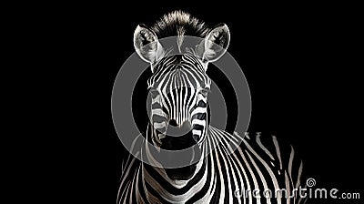 Young beautiful zebra isolated background. Zebra close up Stock Photo