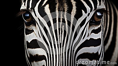 Young beautiful zebra isolated background. Zebra close up Stock Photo