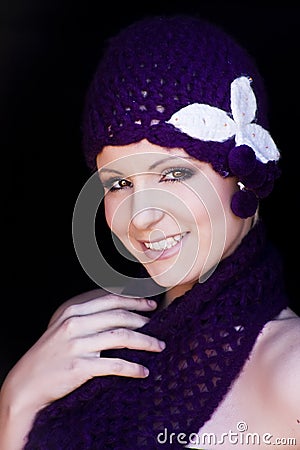 Young beauty wearing winter complements Stock Photo